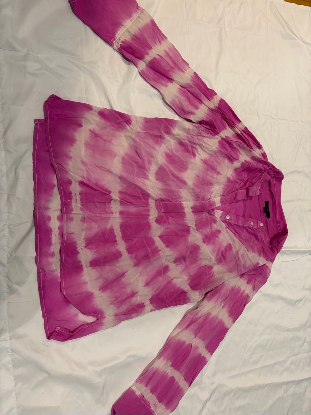 J. Crew Pink & White Tie-Dye Blouse